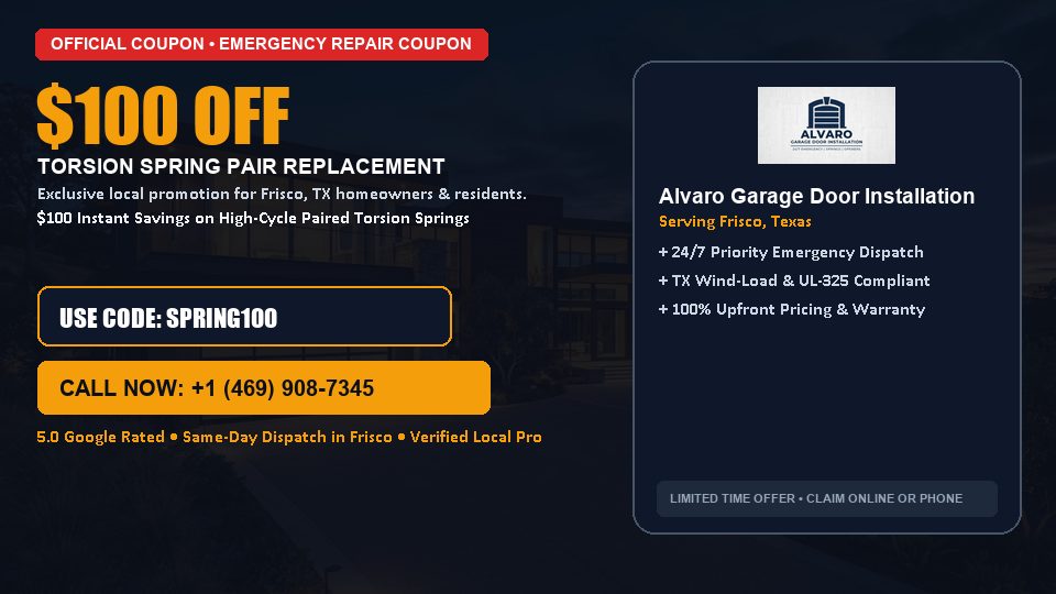 Alvaro Garage Door Installation $100 OFF Dual Torsion Spring Replacement